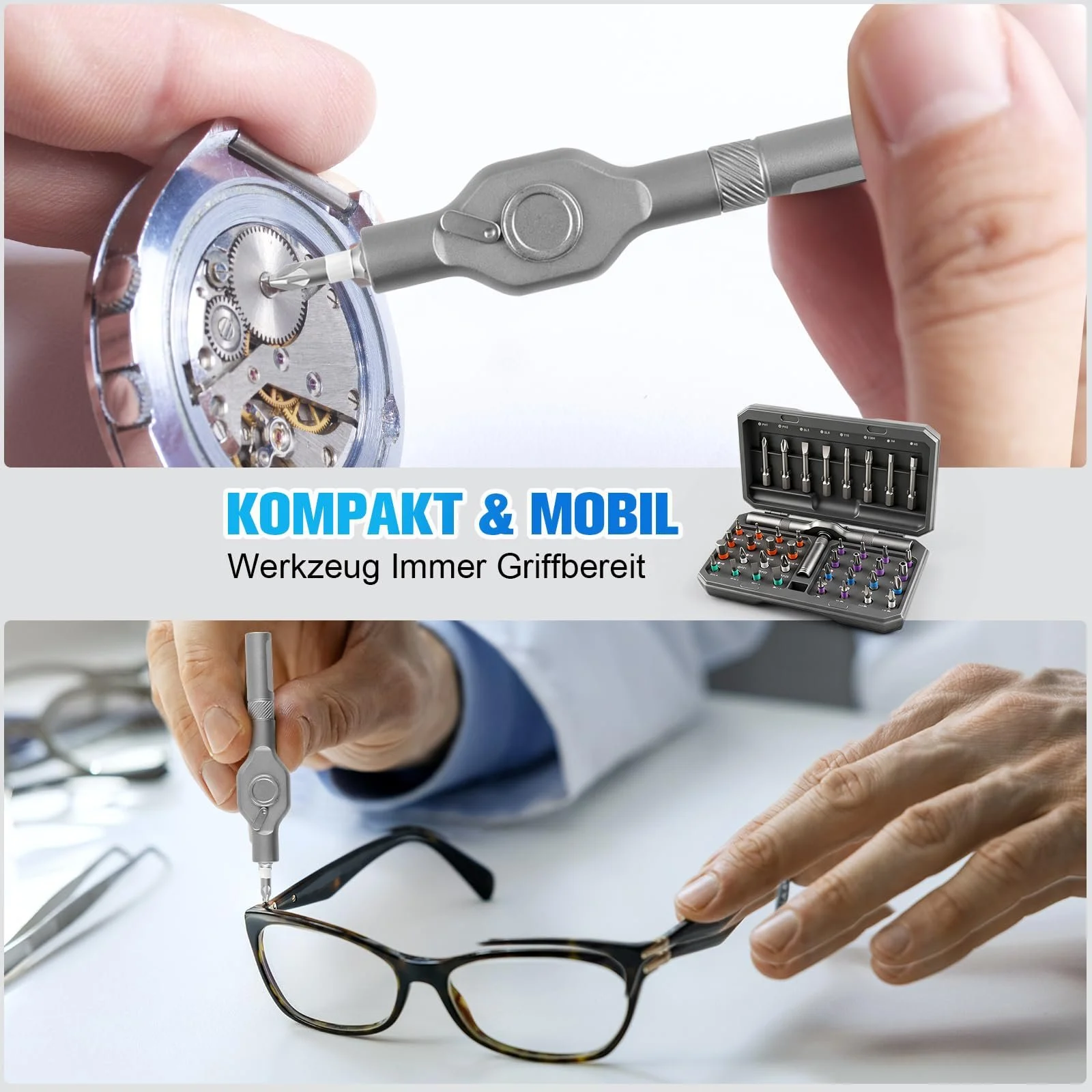 Набір реверсивних викруток 42-в-1 з міні-тріскачкою та магнітним тримачем CRV 42 деталі, фото №7