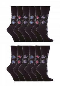 Женские носки с узором, широкой резинкой, 12 пар (GG32) - Фото 1