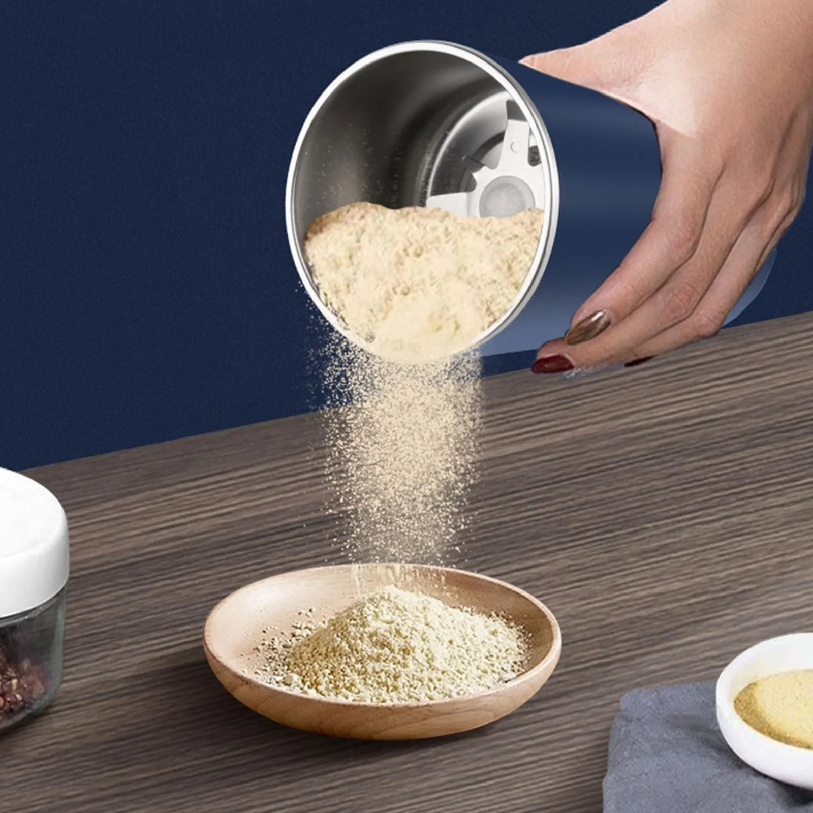 Измельчитель Компактный 250 мл для кофе, лекарств и специй с прозрачной крышкой и щеткой для чистки. Простая с нержавеющим сверлом, фото №8