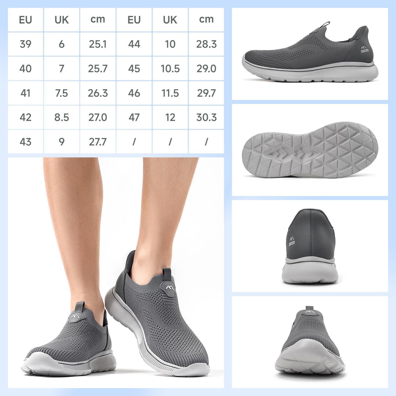 Кроссовки ODCKOI Без шнурков Мужские Сетка Дышащие Легкие Беговые Спортивные Удобные Легкие для бега на открытом воздухе, фото №6 Кроссовки ODCKOI Без шнурков Мужские Сетка Дышащие Легкие Беговые Спортивные Удобные Легкие для бега на открытом воздухе, фото №6