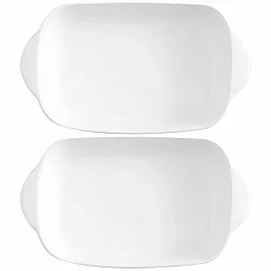 Набір форм для запікання з 2 шт. керамічні білі з ручками - Фото 1