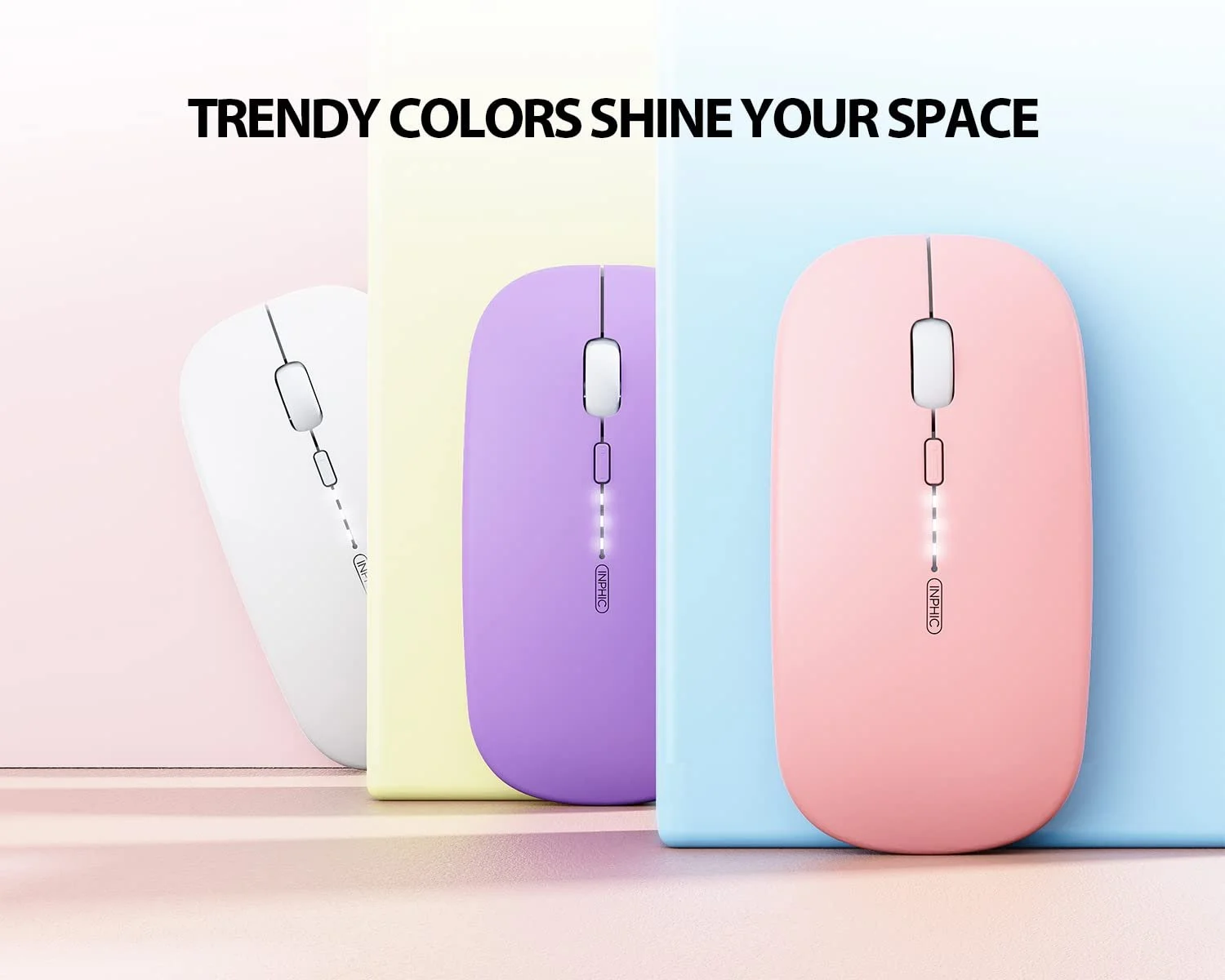 Мышь Inphic Беспроводная Перезаряжаемая Ультратонкая 2.4G Тихая Беспроводная Оптическая Компьютерная Мышь 1600 DPI с USB Приемником для Ноутбука ПК Mac MacBook Windows Office Видимый Уровень Заряда Батареи Белая, фото №6