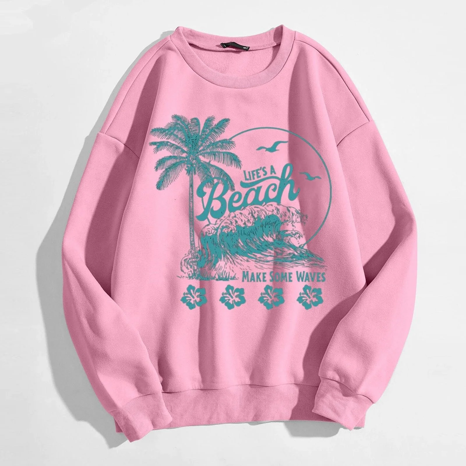 Женский свитшот Свободный повседневный топ Пуловер с длинными рукавами Круглый вырез Свободная рубашка оверсайз в стиле Y2K с карманом Уличная одежда, фото №2