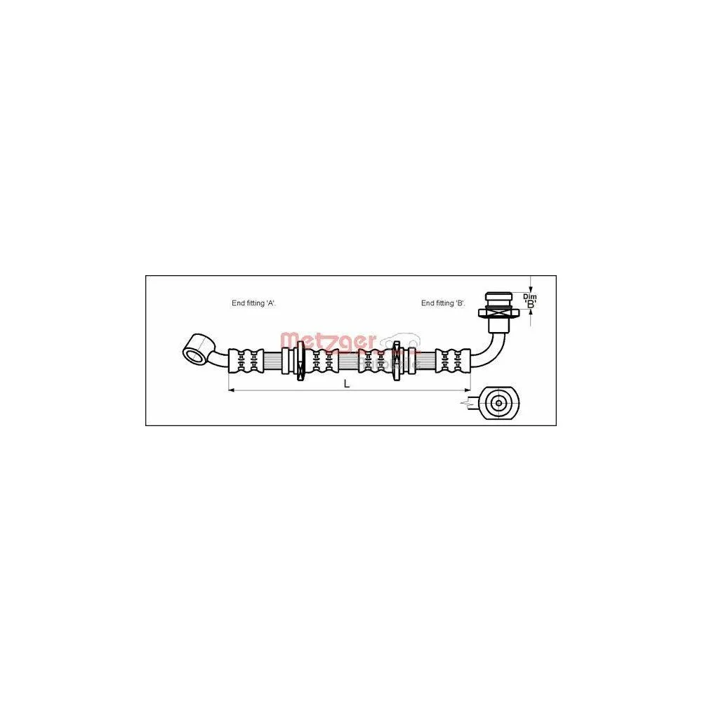 Гальмівний шланг METZGER 4110071 для SUZUKI SANTANA, передня вісь зліва, фото №1