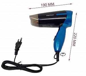 Фен Pritech TC-2260 дорожный, складной, с ионной функцией, насадка-концентратор, 2 скорости, синий synthetic.ua - Фото 1