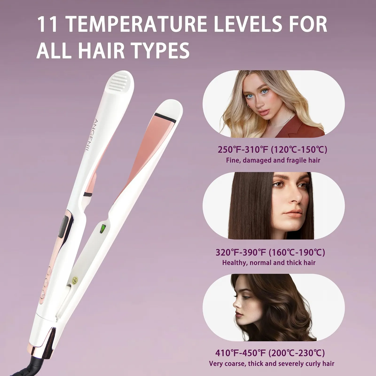 Випрямляч ANGENIL Pro Twist 2-в-1 Керамічний LCD-дисплей 130-230°C, фото №6 Випрямляч ANGENIL Pro Twist 2-в-1 Керамічний LCD-дисплей 130-230°C, фото №6