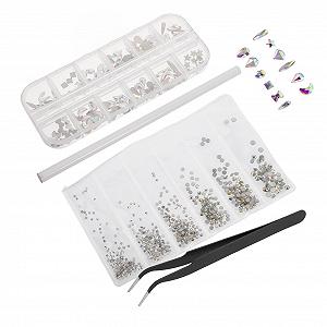 Набір кристалів для нігтів NUOBESTY, різні форми, плоскі камені, блискітки - Фото 1