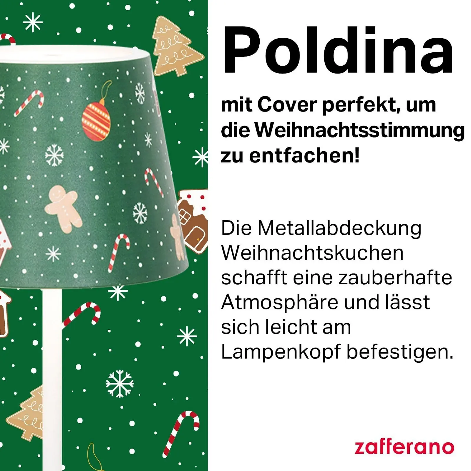 Настільна лампа Zafferano Poldina Pro Бездротова Акумуляторна Сенсорна 38 см Біла (Christmas Sweets), фото №3