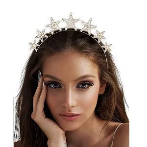 Обруч для волосся Yean Star, прикрашений стразами, кришталевий - Фото 1