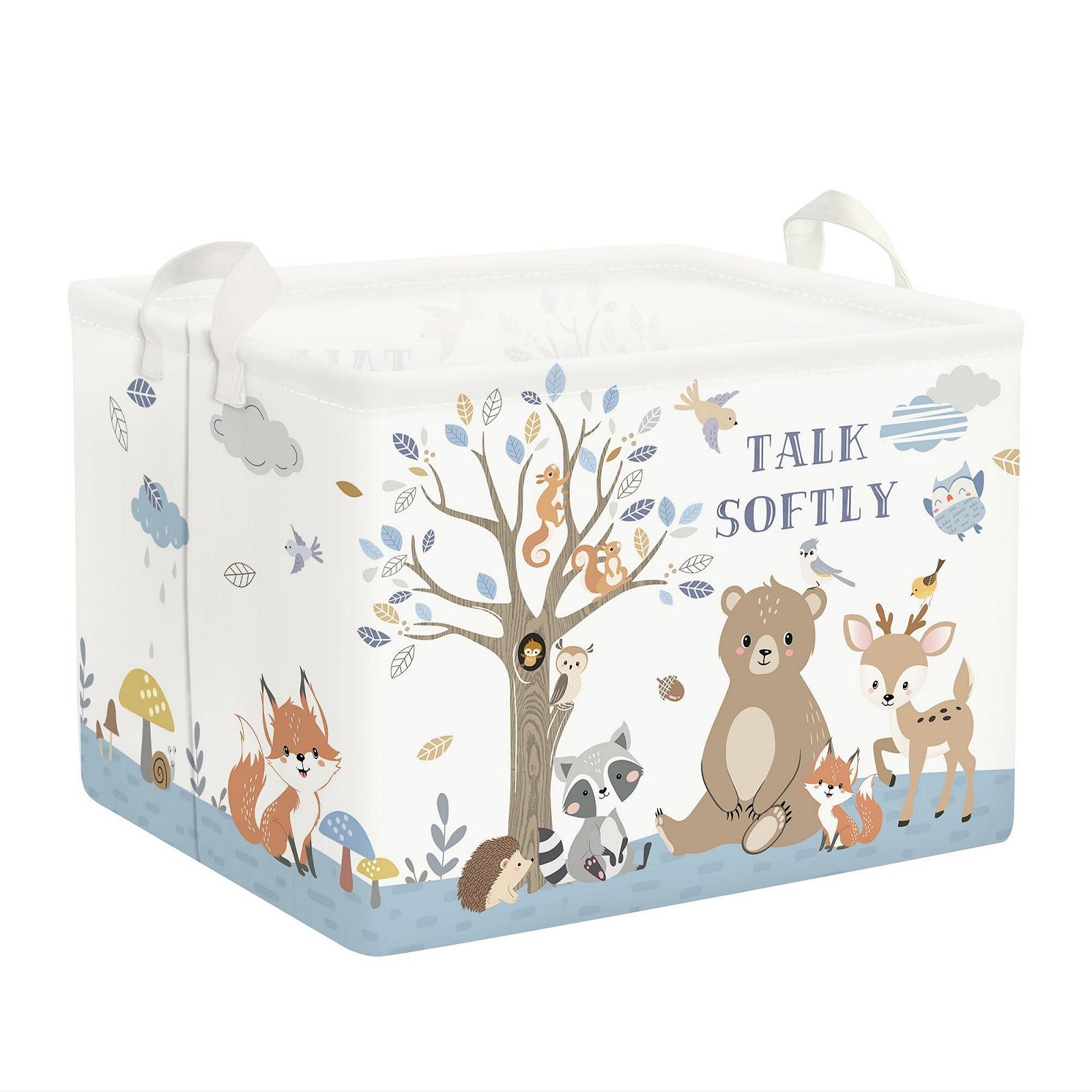 Корзина для игрушек Детская HUUMONSS Лис Медведь для мальчиков девочек Большая Белый 36 л, фото №1