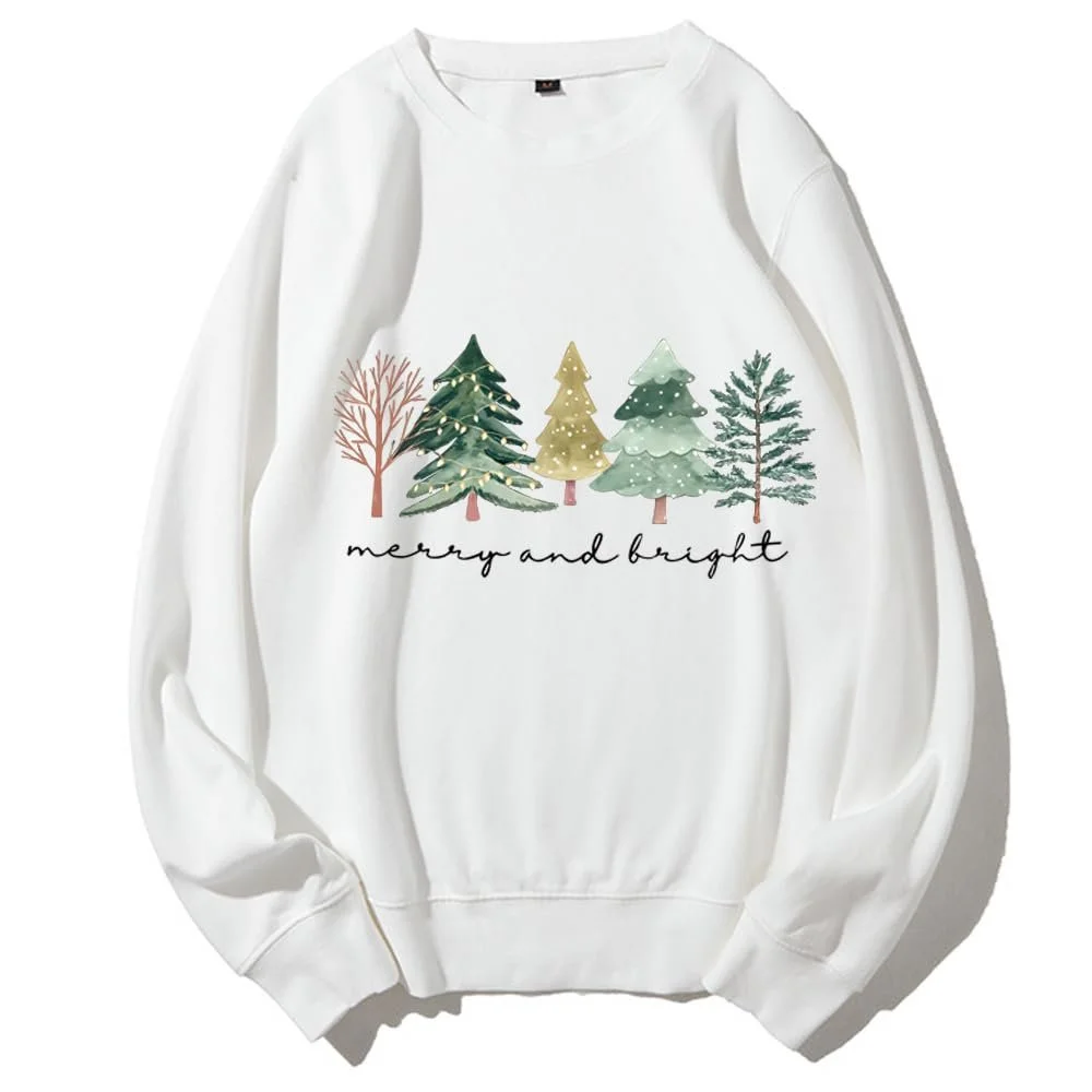 Свитшот MLZHAN С Рождественским Принтом Елки, Женский, Осенне-Зимний, С круглым вырезом и длинными рукавами, фото №3
