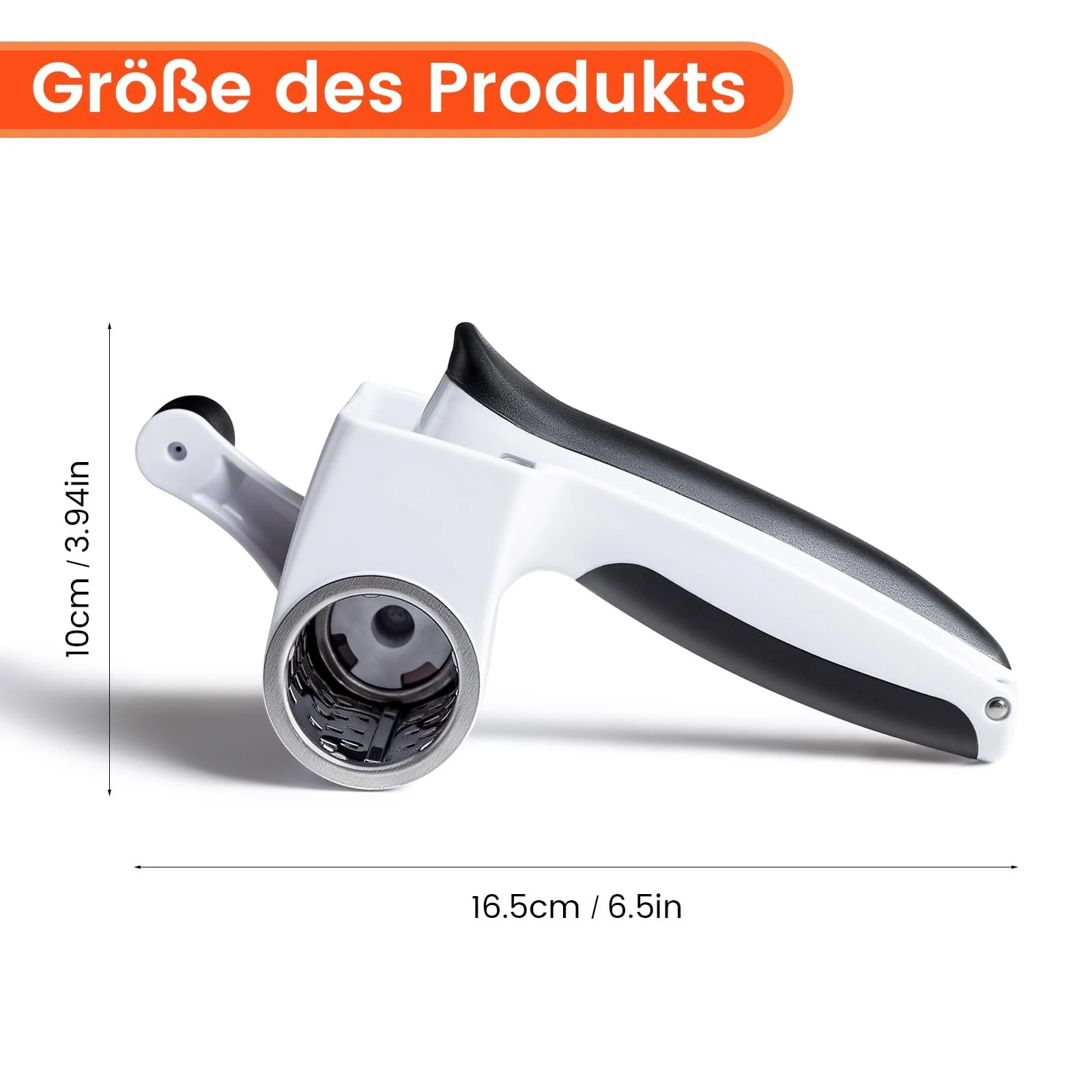 Терка Класична Parmasan з ручкою 2-в-1, 2 барабани з нержавіючої сталі для твердого сиру, шоколаду, горіхів, фото №2