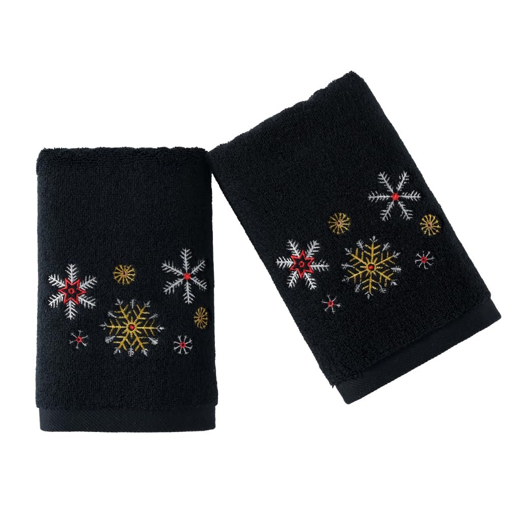 Набір рушників для ванної YiLUOMO Christmas Snow Embroidered 2 шт. 100% бавовна 33 x 73 см, фото №1