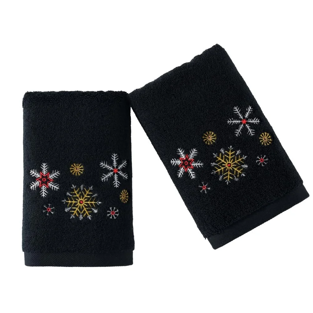 Набор полотенец для ванной YiLUOMO Christmas Snow Embroidered 2 шт. 100% хлопок 33 x 73 см, фото №1