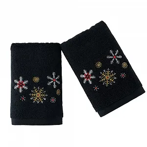 Набір рушників для ванної YiLUOMO Christmas Snow Embroidered 2 шт. 100% бавовна 33 x 73 см - Фото 1