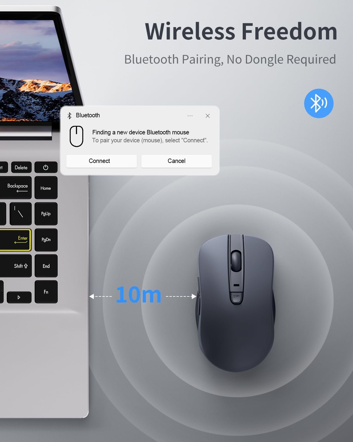 Миша Бездротова Lenovo WL300 Bluetooth, Тихі Кліки, 3 Регульованих DPI для Дому та Офісу, Портативна для Правшів, Сумісна з PC та Mac, фото №3