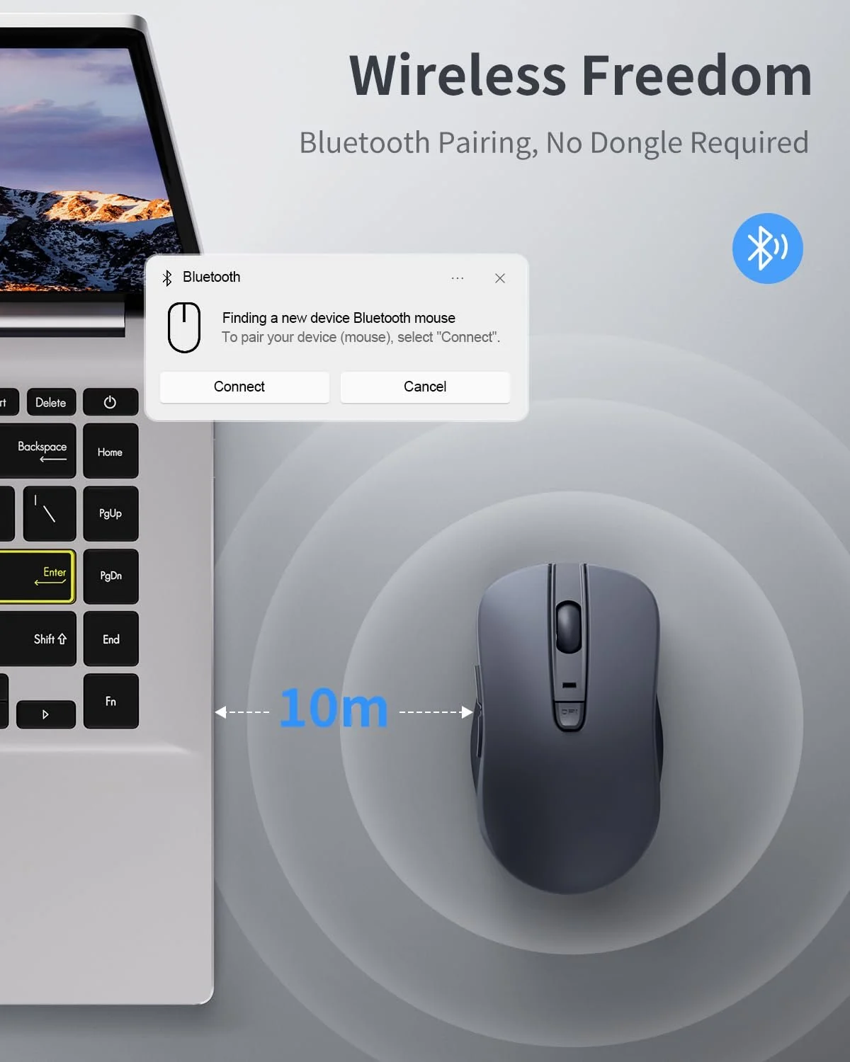 Мышь Беспроводная Lenovo WL300 Bluetooth, Бесшумные Клики, 3 Регулируемых DPI для Дома и Офиса, Портативная для Правшей, Совместима с PC и Mac, фото №3