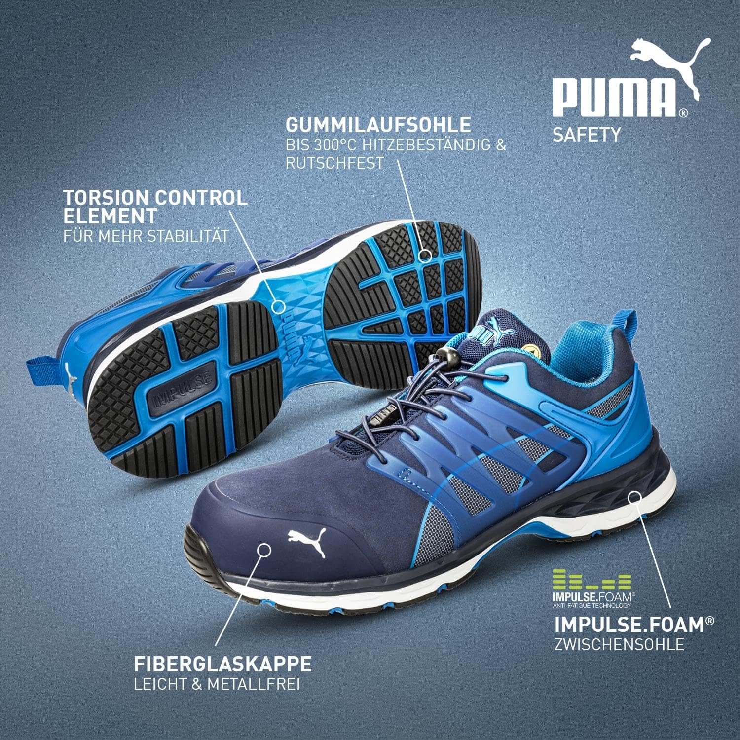 Кроссовки PUMA Safety Velocity 2.0 Blue Low Кроссовки S1P SRC Фиберглассовый подносок Мужские, фото №3