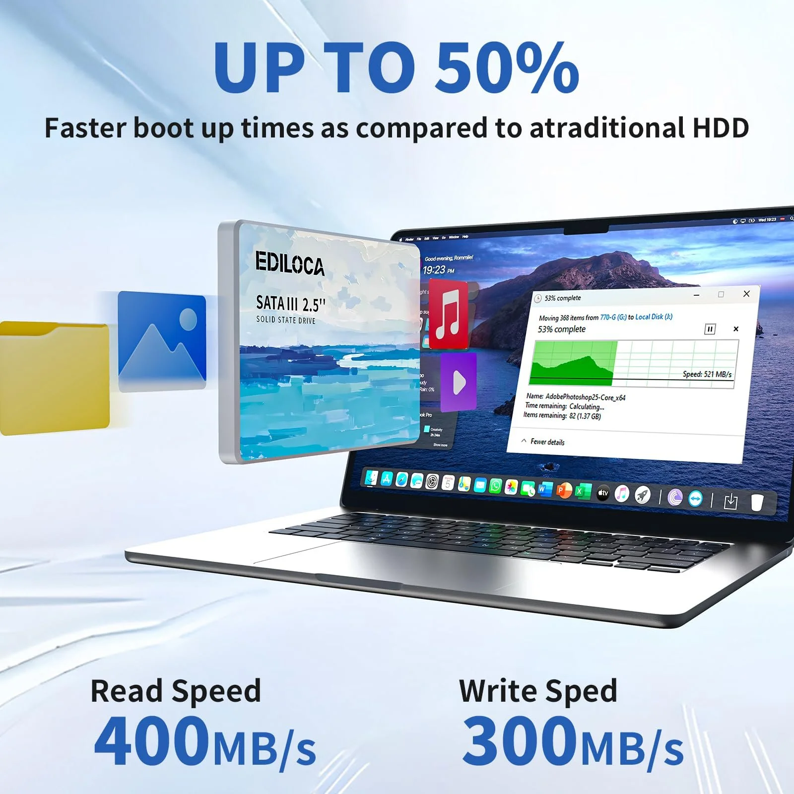 SSD-накопичувач Ediloca ES580E 256GB 2.5 Inch SATA III 400МБ/с, фото №5