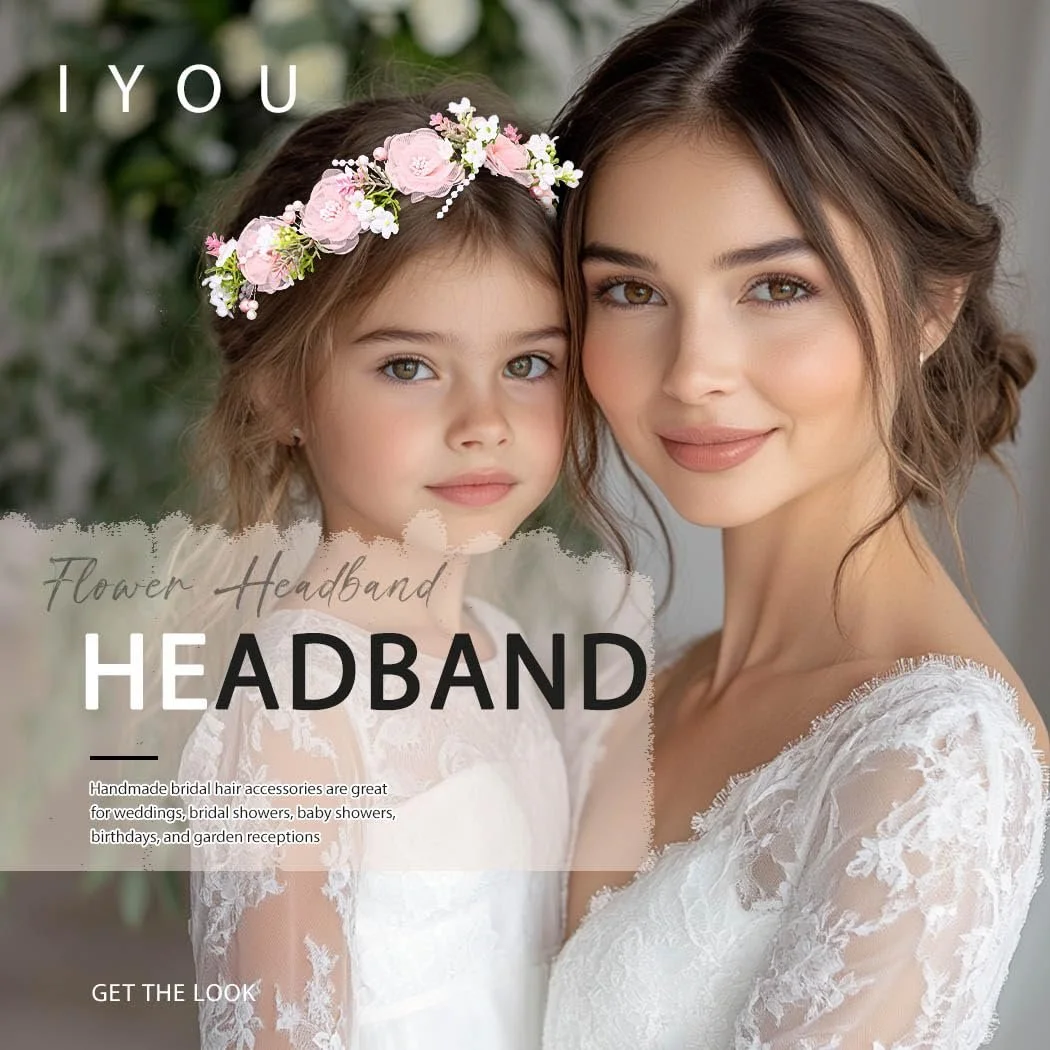 Вінок Квітка IYOU для дівчинки Квіти Рожевий, фото №7