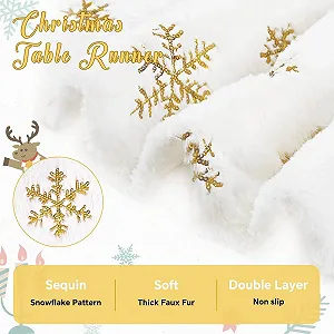 Скатертина-доріжка Christmas Snowflake Faux Fur 35 x 120 см Біло-золотава ціна на synthetic.ua - Фото 1 Скатертина-доріжка Christmas Snowflake Faux Fur 35 x 120 см Біло-золотава synthetic.ua - Фото 1