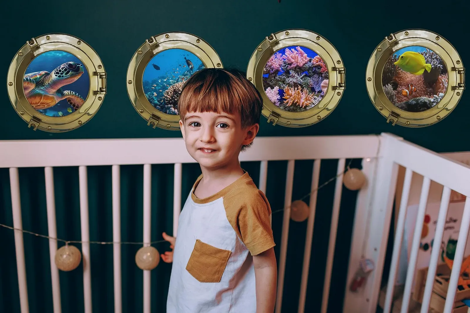 Наклейки Porthole Underwater World 25 см 3D набір з 4 шт., фото №2