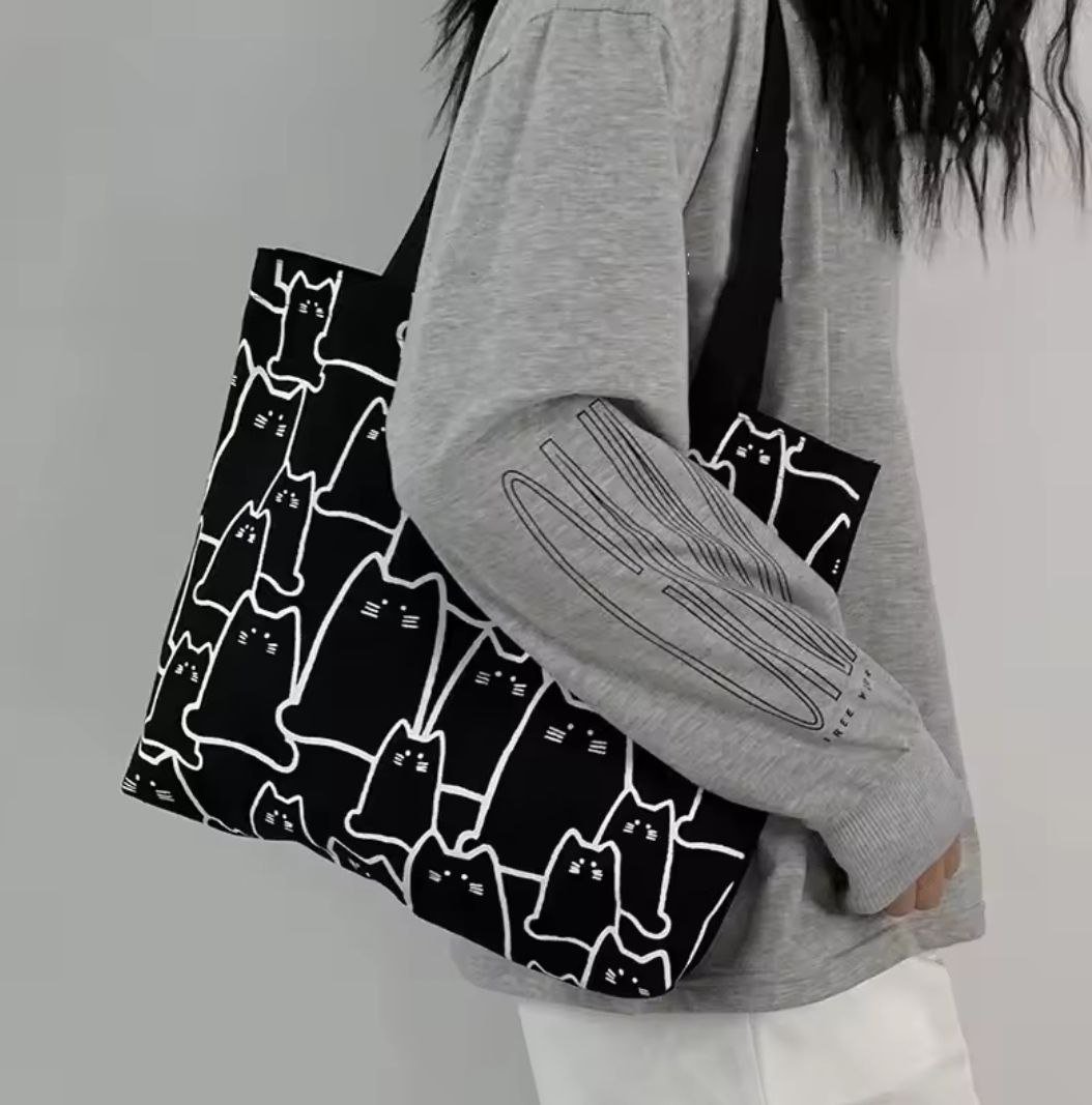 Модный черный женский шоппер на плечо, фото №2