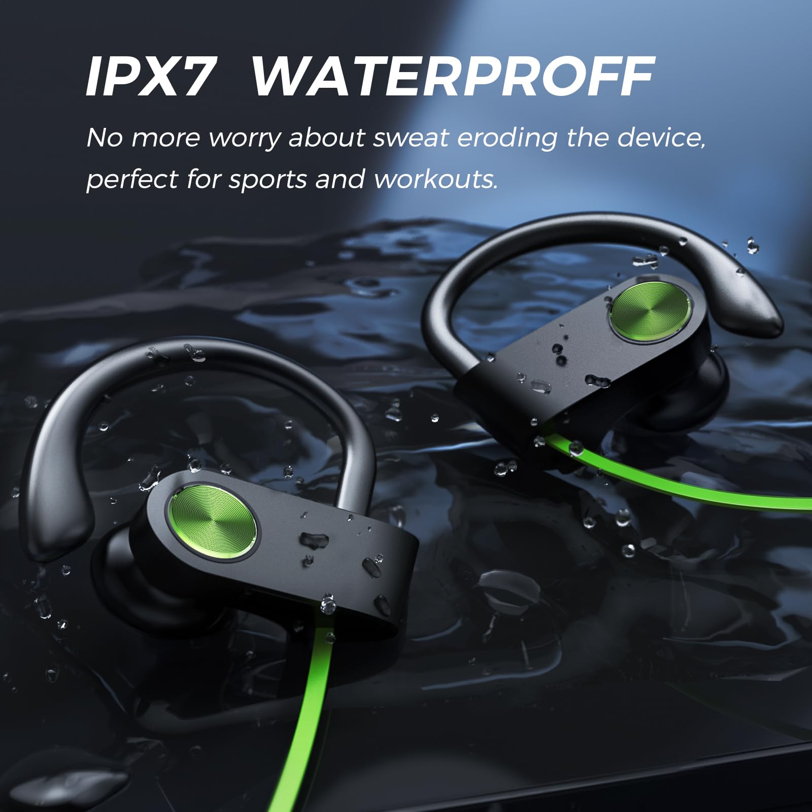 Наушники TONEMAC U8 Bluetooth Спортивные Вкладыши IPX7 15 часов Зелёный, фото №5