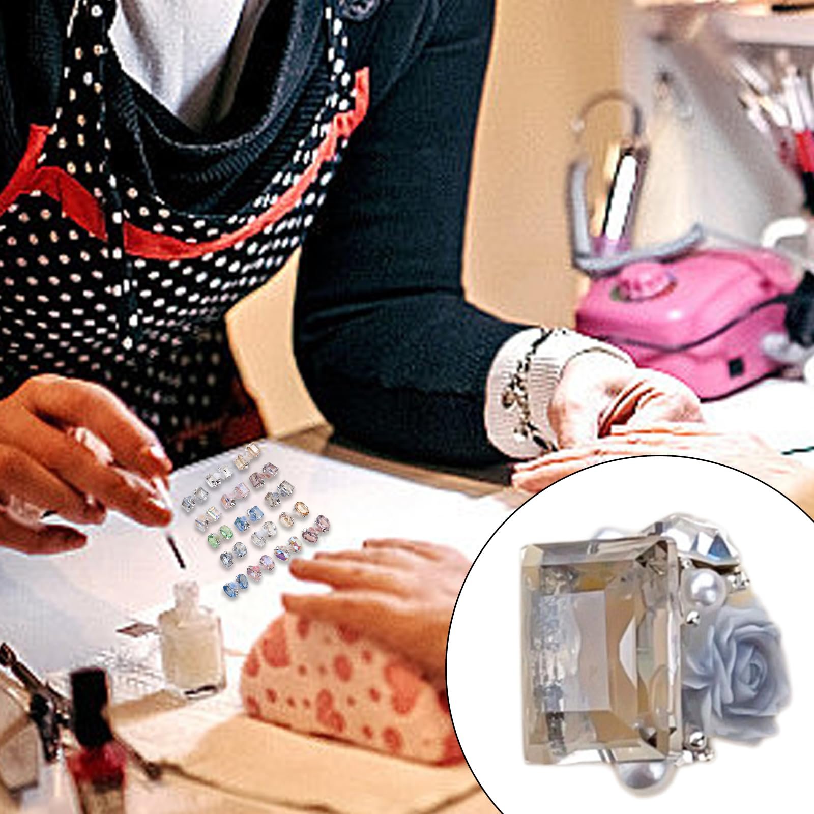 Стрази Квіткові Прямокутні Різнокольорові 4 шт, фото №2