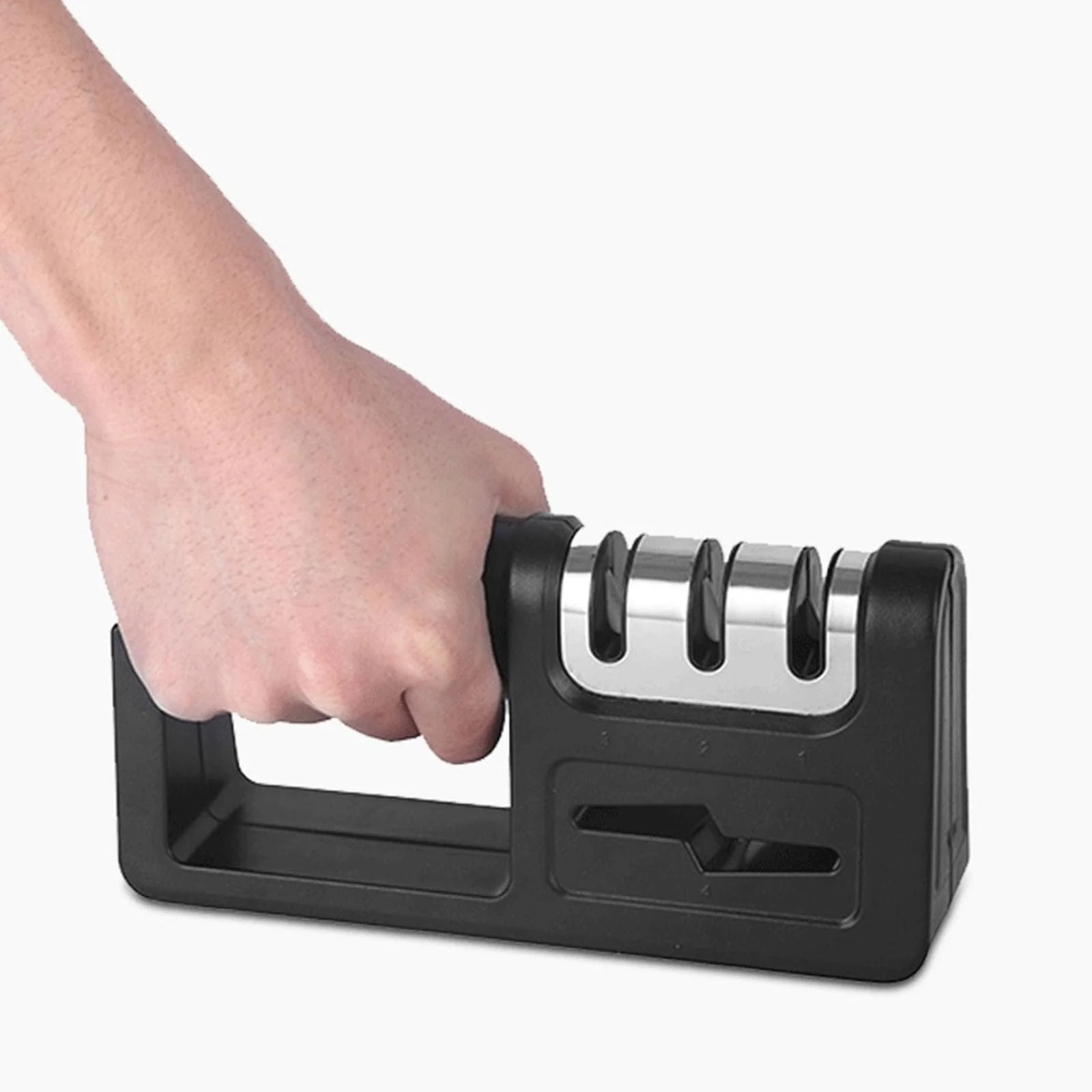 Механічне точилка для ножів 3-рівневе ABS нержавіюча сталь професійне, фото №3