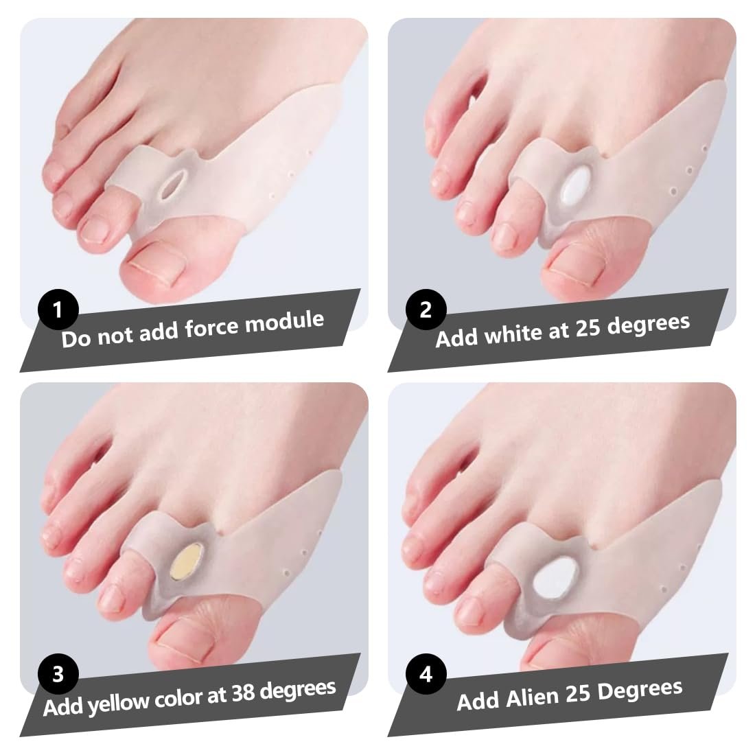 Роздільник для пальців ніг Hallux Valgus Correction Set, 4 шт., з дихаючими отворами, з додатковою губкою-вставкою, фото №3