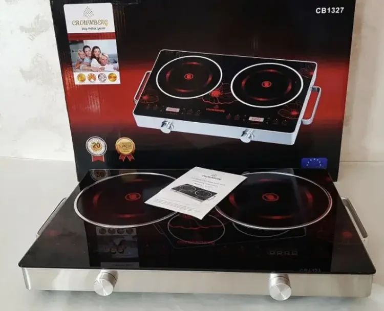 Электрическая плита Crownberg CB-1327 настольная инфракрасная на 2 конфорки по 2000 Вт, фото №1