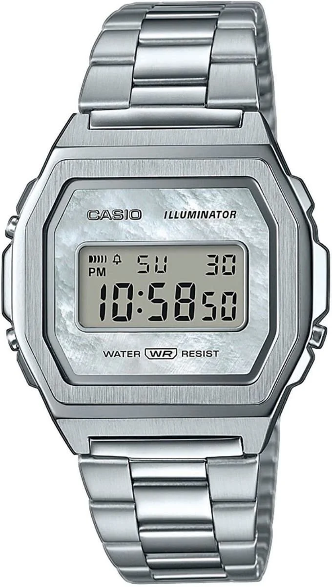 Цифровий годинник Casio Unisex A1000D-7EF з ремінцем з нержавіючої сталі, фото №1