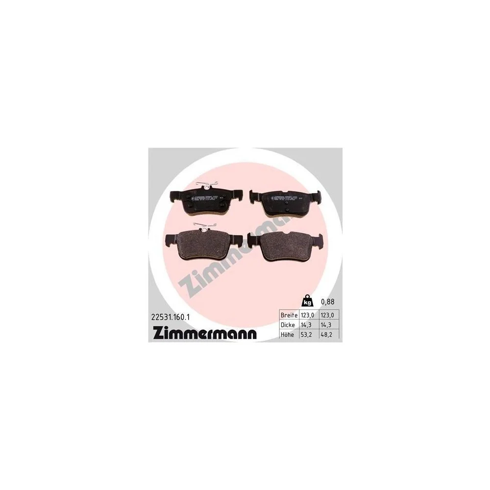 Комплект гальмівних колодок, дискове гальмо ZIMMERMANN 22531.160.1 для FORD, задня вісь, фото №1