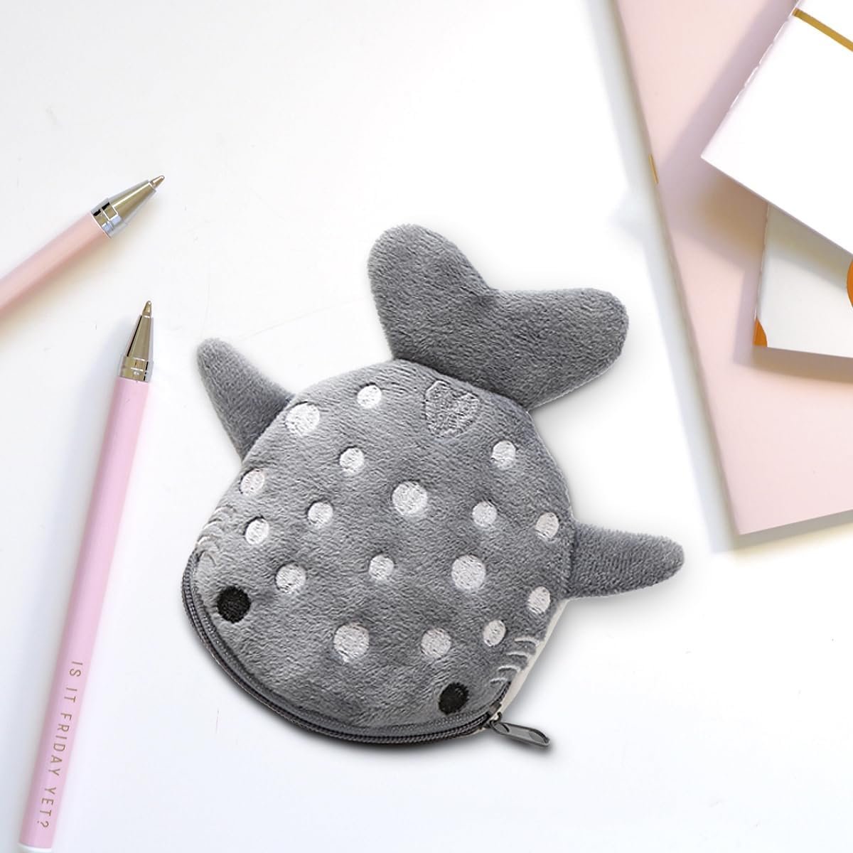Кошелек для монет Tabanzhe Shark Миниатюрный Женский Мультяшный Серый, фото №4