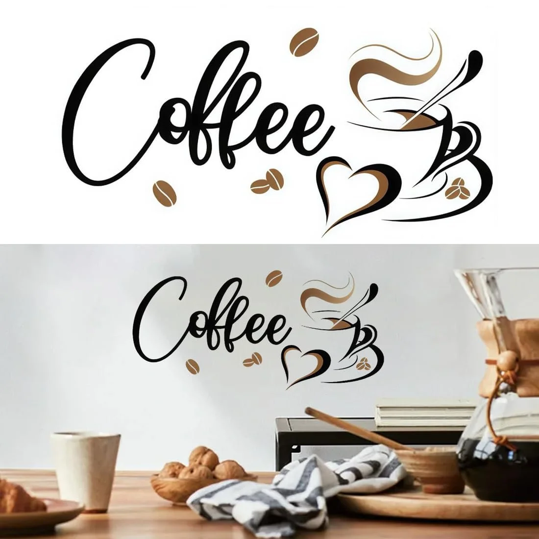 Наклейка на стену Coffee Beans коричневая 1 шт., фото №1