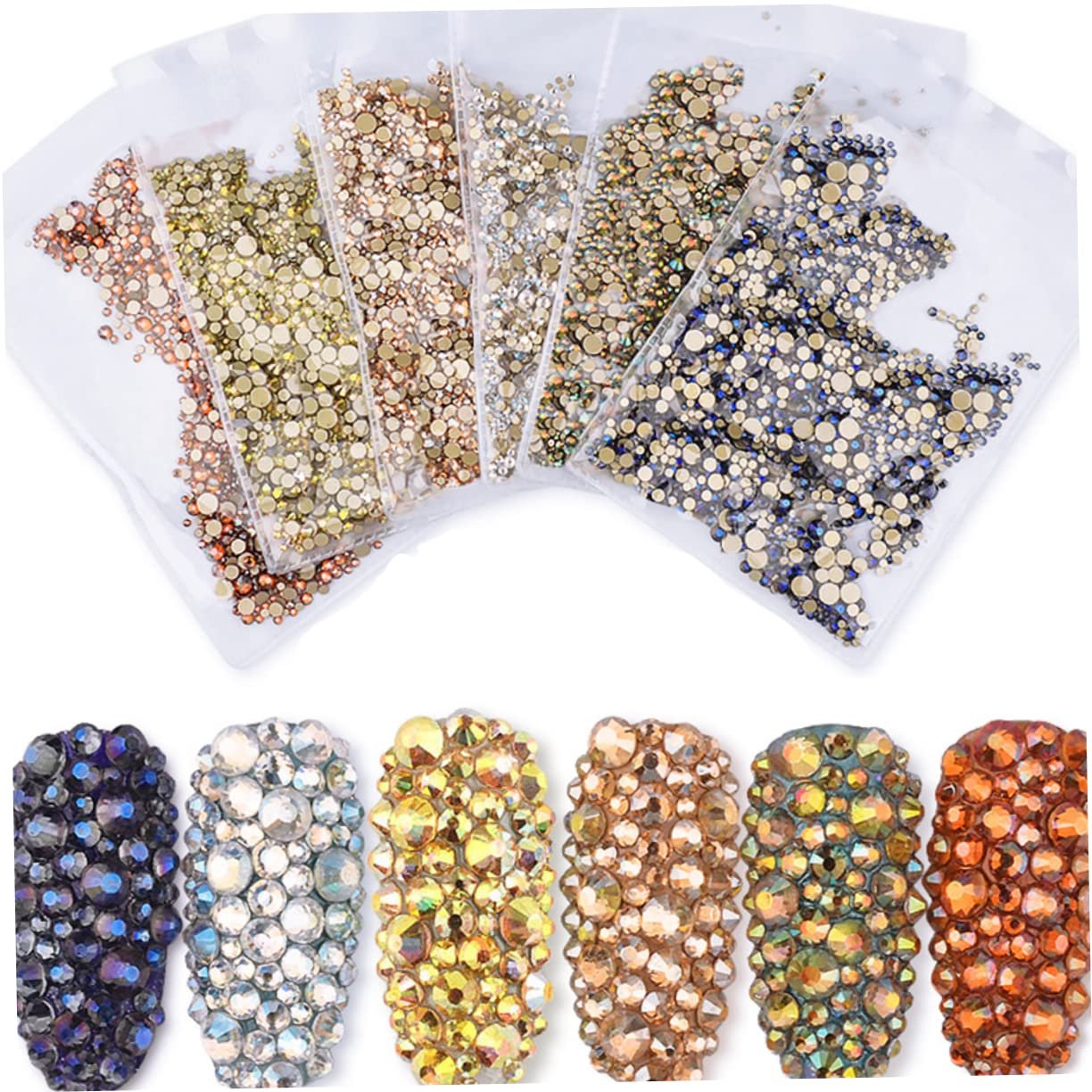 Стрази для нігтів Healeved 3 набори Діаманти для нігтів 1440 штук x 3, фото №6