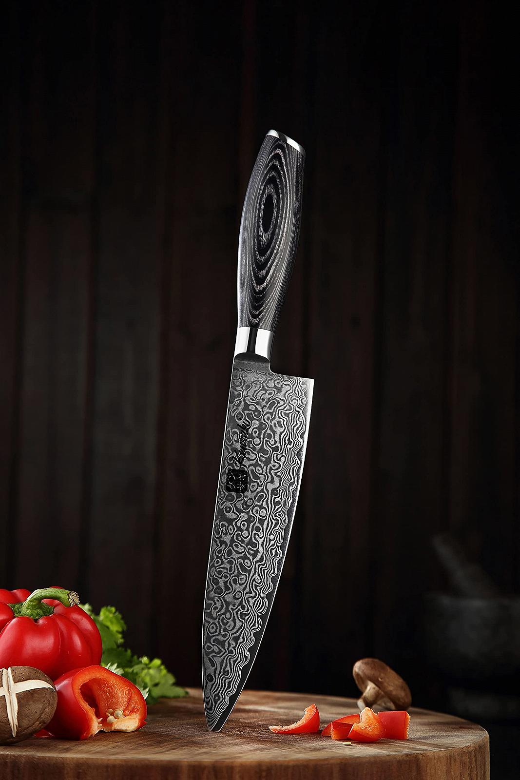 Набір ножів Kensaki Kuro Series KEN-113, 3 шт, дамаська сталь, японський стиль, фото №9