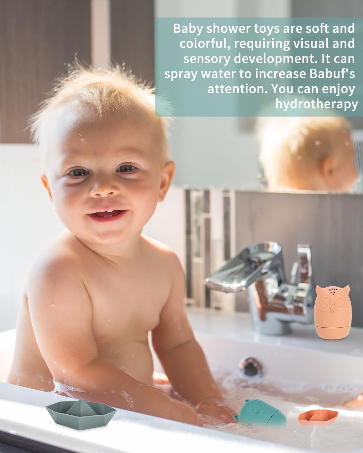 Набір з 8 силіконових тварин для ванни, фото №4