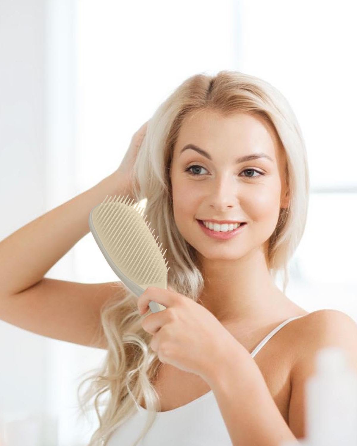 Щітка для волосся The Ultimate Detangler TPZORJX для вологого і сухого волосся, для всіх типів волосся, ергономічна ручка, Khaki, фото №6