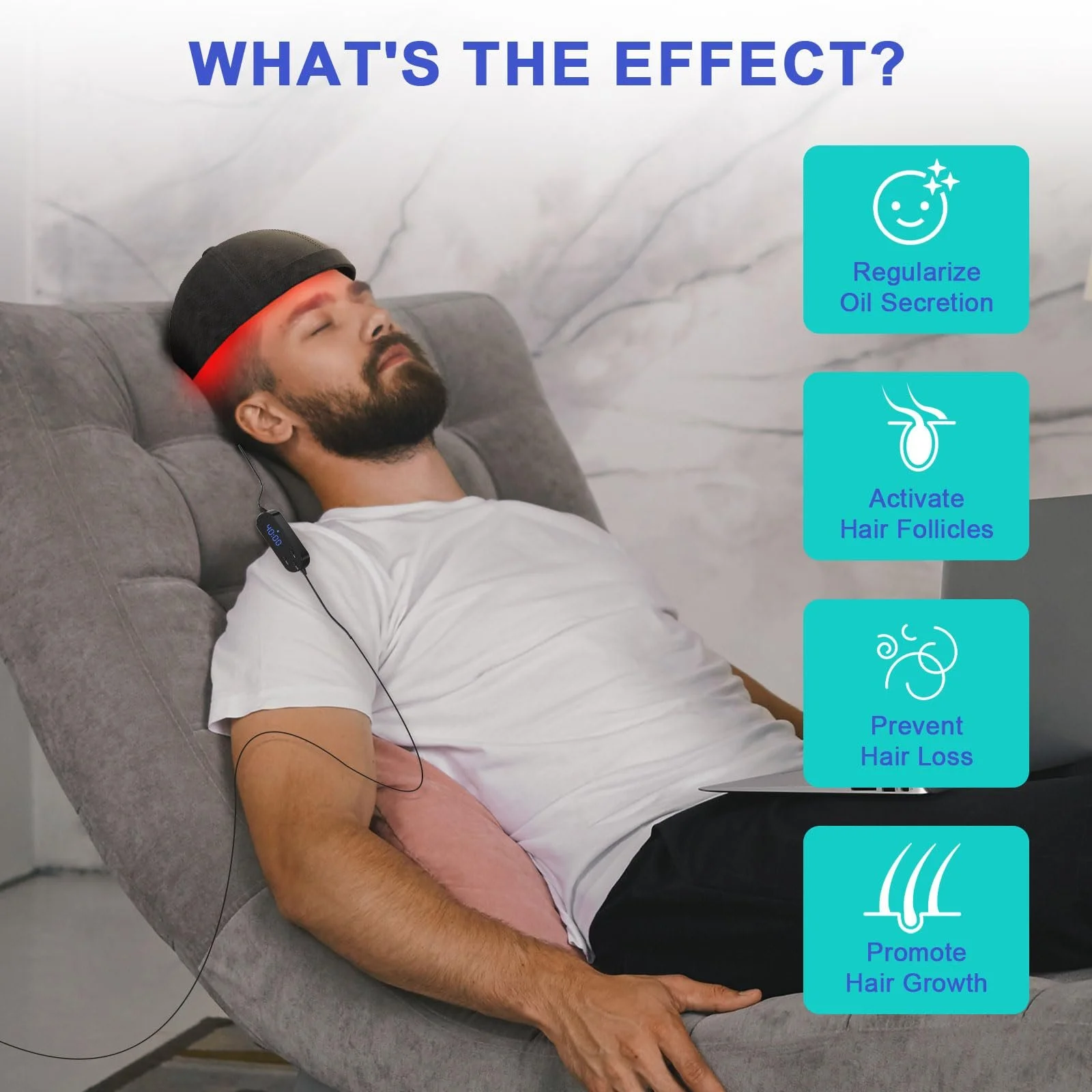 Пристрій для стимуляції росту волосся за допомогою лазерного шолома LLLT, 236 лазерних зондів, фото №2