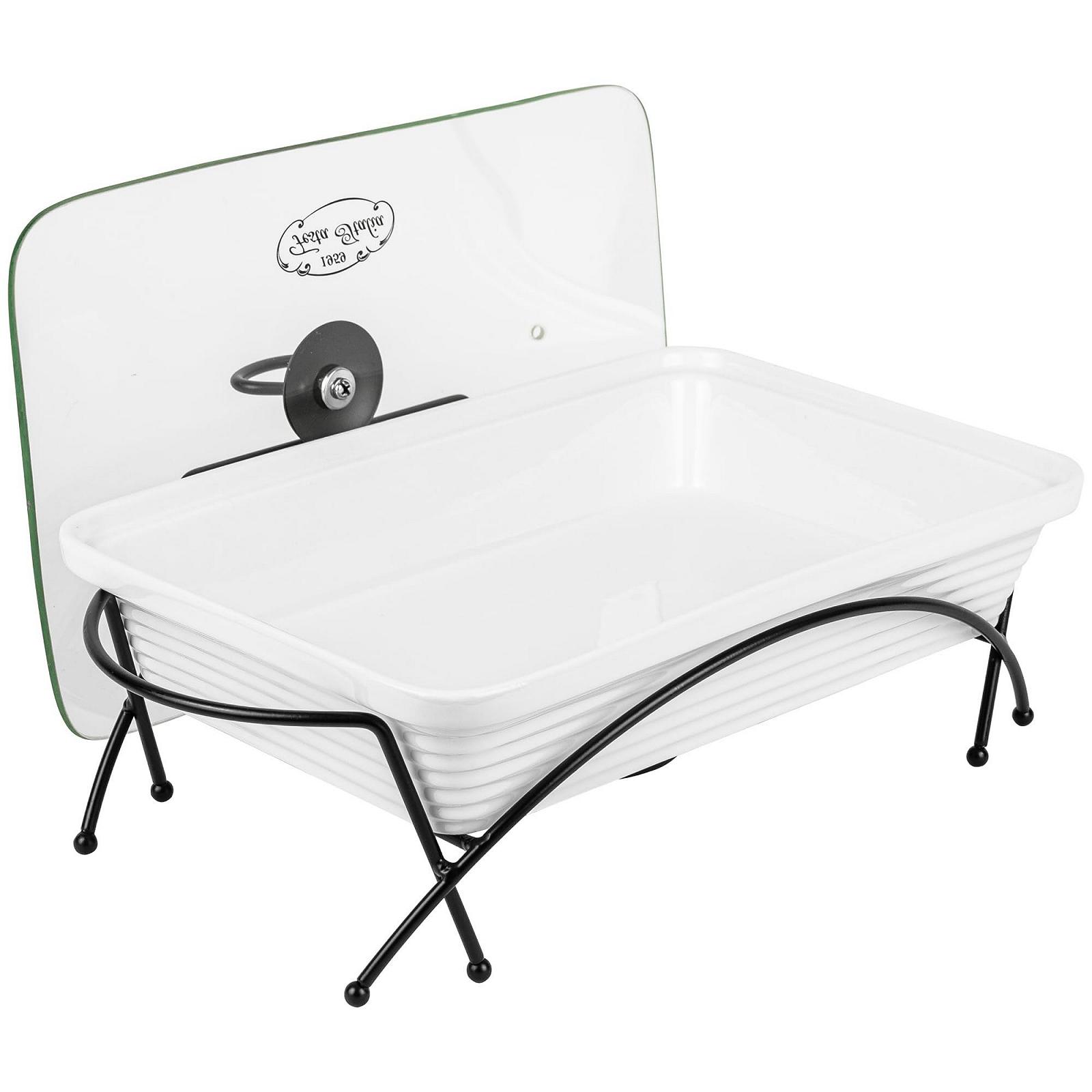 Гусятниця для запікання керамічна з кришкою та підставкою 2 л Прямокутна Біла, фото №2 Гусятниця для запікання керамічна з кришкою та підставкою 2 л Прямокутна Біла, фото №2