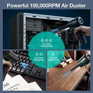 Электрическая воздуходувка MECO ELEVERDE 100000 RPM 7 кПа Аккумуляторная USB-C synthetic.ua - Фото 1