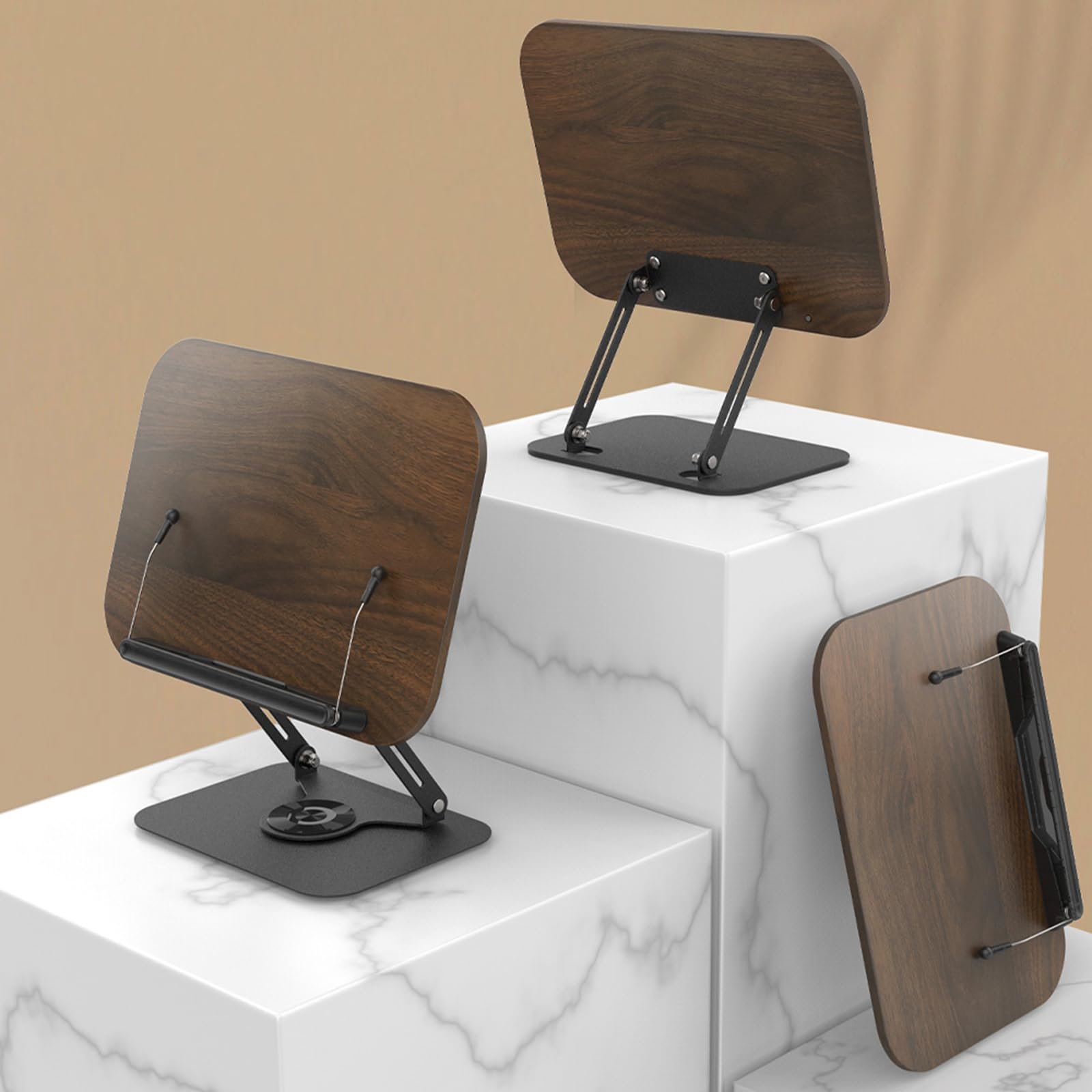 Подставка для ноутбука регулируемая складная, вращающаяся на 360 градусов подставка для чтения с пружинным зажимом для ноутбуков, планшетов, фото №6