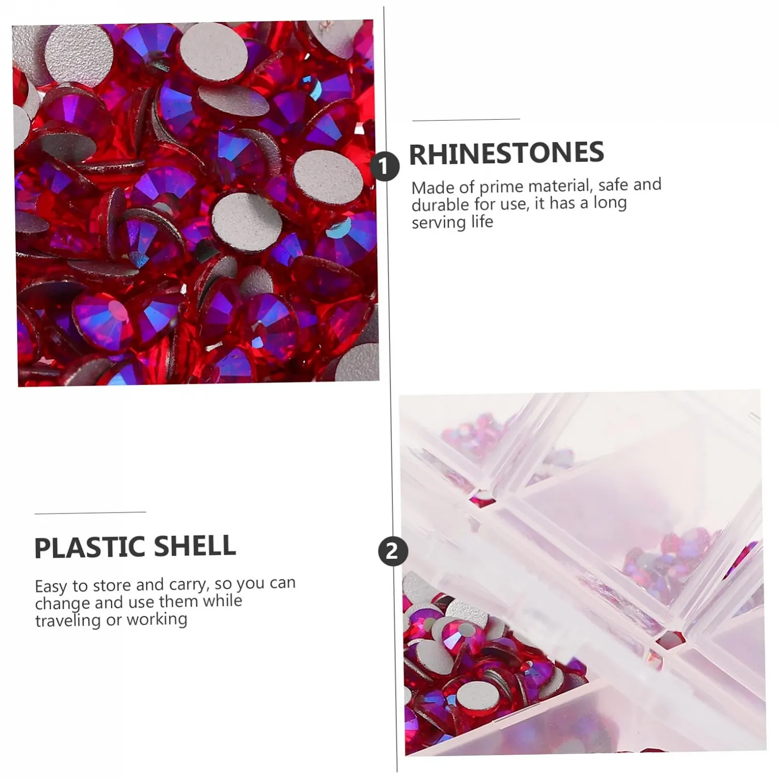 Стразы для ногтей FRCOLOR Плоские стразы для маникюра Блестящие аксессуары для ногтей Декоративные подвески для ногтей для начинающих и профессионалов, 5 коробок, фото №3