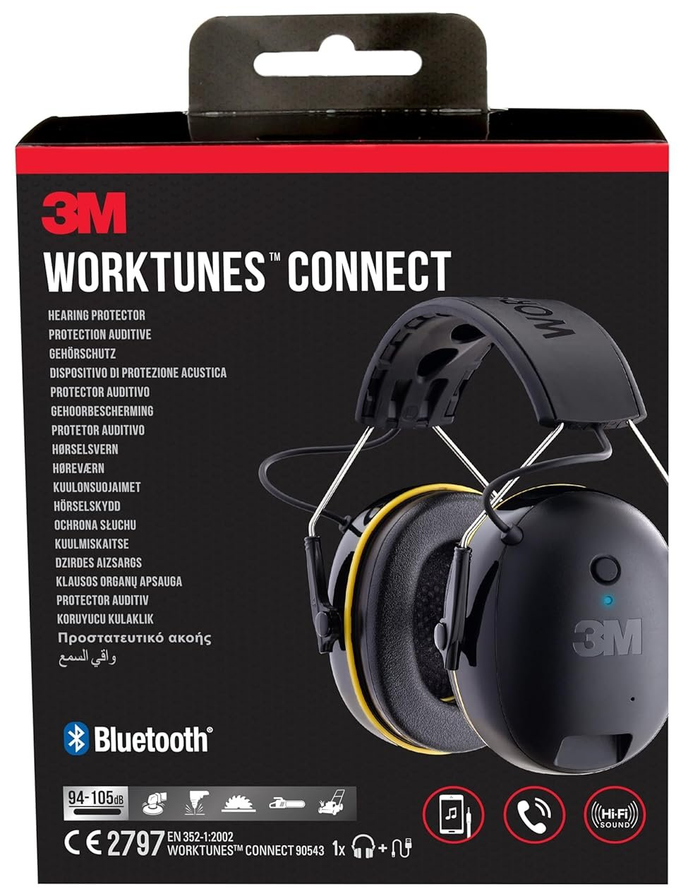 Протишумні навушники 3M WorkTunes Connect 90543 / Bluetooth / До 30 годин роботи / Чорні, фото №7