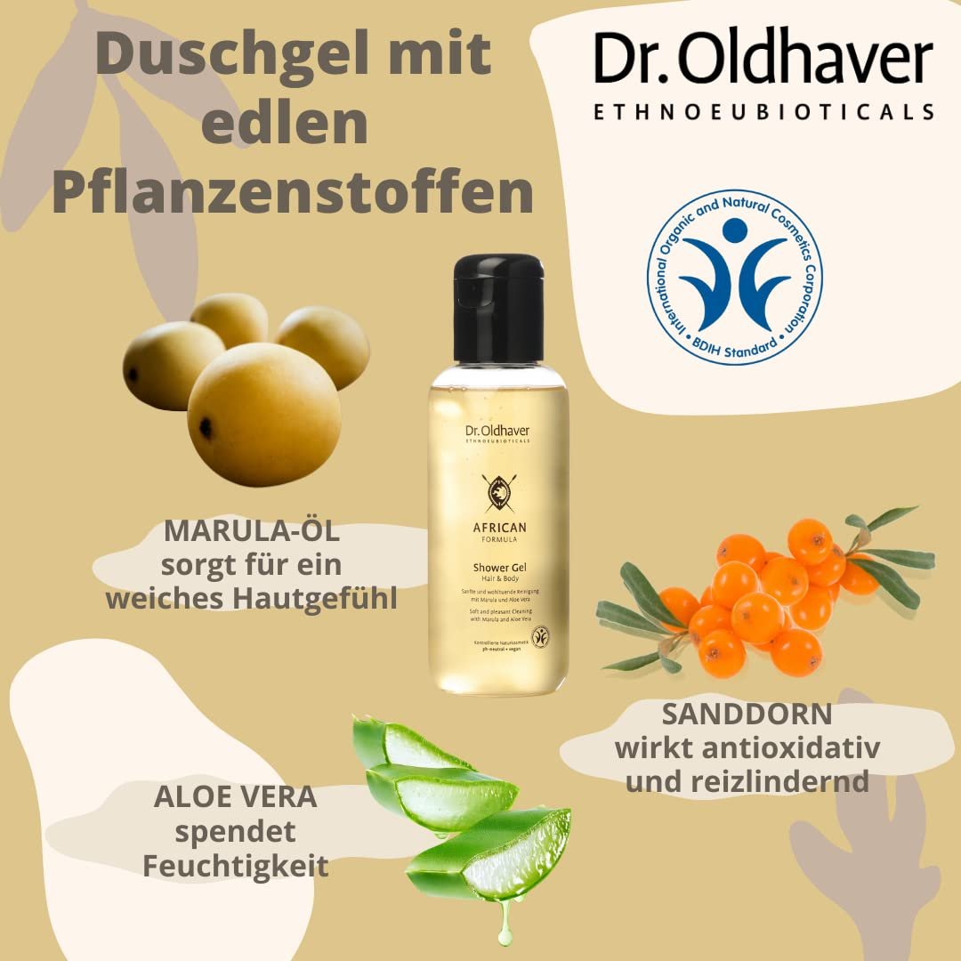 Гель для душу та шампунь 2-в-1 Dr. Oldhaver Natural Cosmetics (BDIH) з олією марули, алое вера та обліпихою з ароматом апельсина, фото №3