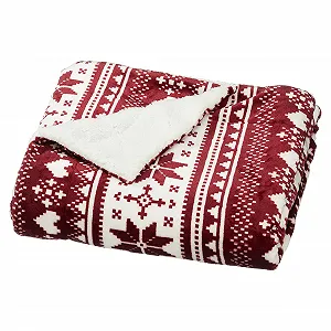 Одеяло Cepewa Мягкое одеяло с плюшевой спинкой в скандинавском стиле с скандинавским принтом снежинок 125 x 150 см - Фото 1