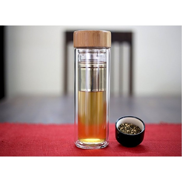 Скляна термо пляшка Detox з подвійними стінами, фото №4