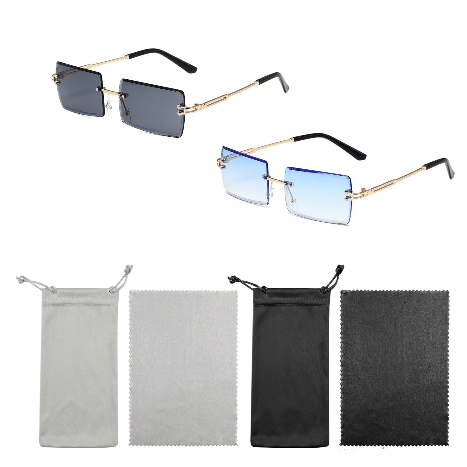 Сонцезахисні окуляри BEIIEB Прямокутні Без оправи Прозорі, фото №1